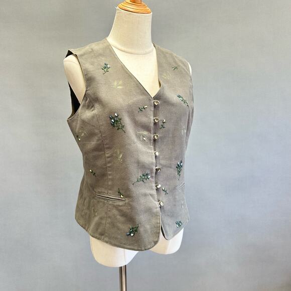 Talbots vintage 90s velour embroidered vest size small cottagecore - Picture 10 of 16